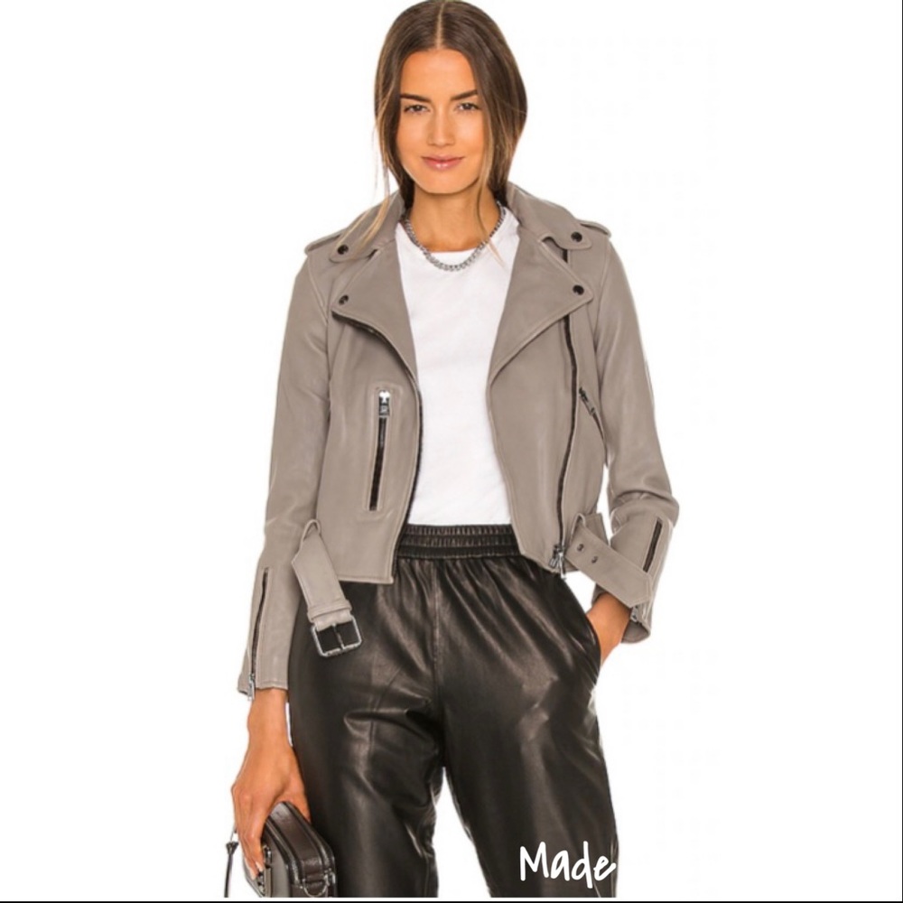 All Saints Leather Suede Leather Biker Jacket 4